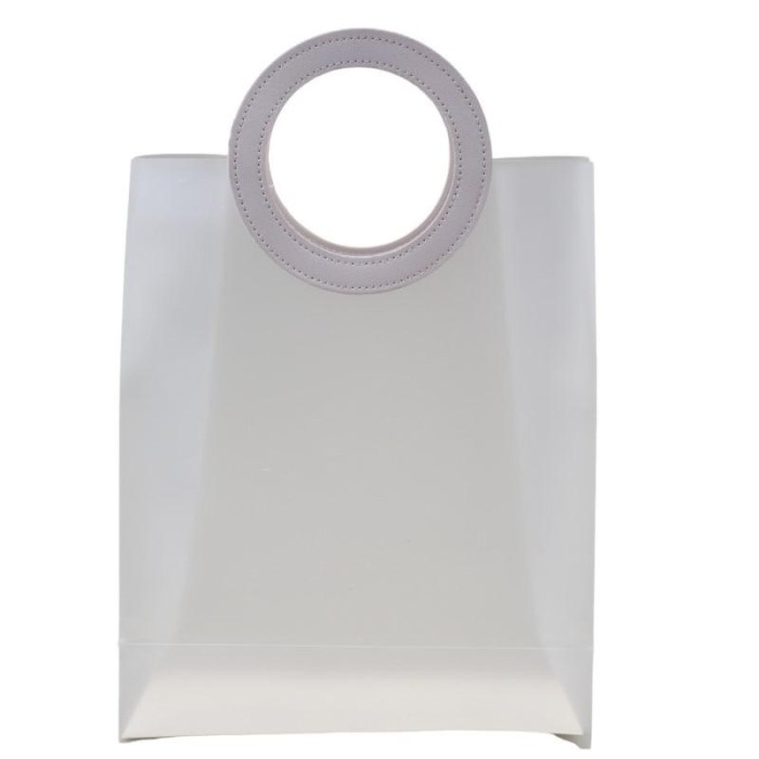 BORSETTA MAXI MANICO TONDO BIANCO H32X26X11